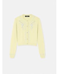 Versace - Embroidered Cashmere Knit Cardigan - Lyst