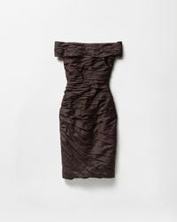 Versace - Draped Envers-Satin Off-Shoulder Midi Dress - Lyst