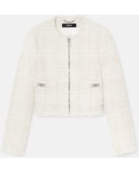 Versace - Chaqueta De Tweed De Algodón Con Cremallera - Lyst