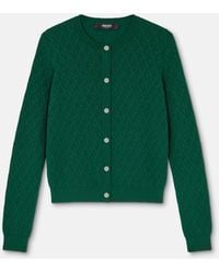 Versace - Jacquard Viscose Knit Fitted Cardigan - Lyst