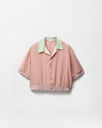 Versace - Silk-Poplin Crop Shirt - Lyst