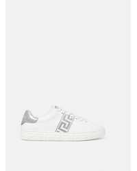 Versace - Embroidered Greca Sneakers - Lyst