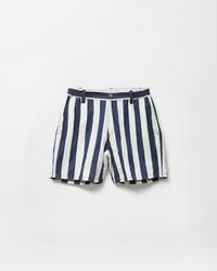 Versace - Striped Cotton Denim Shorts - Lyst