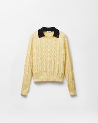 Versace - Cotton Cable Knit Polo - Lyst