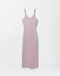Versace - Viscose Mesh Ribbed Knit Midi Dress - Lyst