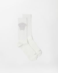 Versace - Jacquard Cotton Ribbed Socks - Lyst