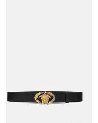 Versace - Buckle Crest Cinturón De Piel, 4 Cm - Lyst
