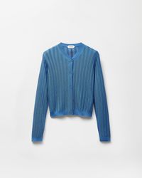 Versace - Viscose Mesh Ribbed Knit Cardigan - Lyst