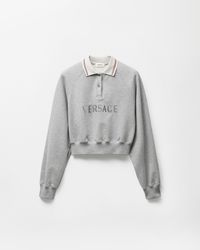 Versace - Embroidered-Logo Cotton-Jersey Sweatshirt - Lyst
