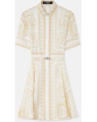 Versace - Printed Silk Twill Mini Shirt Dress - Lyst