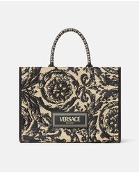 Versace - Barocco Athena Raffia Medium Tote Bag - Lyst