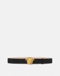 Versace - La Medusa Embellished Leather Belt 4 Cm - Lyst