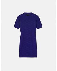 Versace - Vestido Midi V Allover De Punto De Jacquard - Lyst