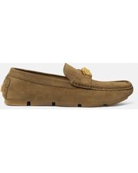 Versace - La Medusa Suede Driver Shoes - Lyst