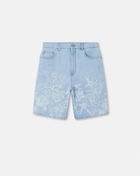 Versace - Lasered Barocco Sea Denim Shorts - Lyst