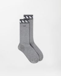 Versace - Embroidered-Logo Cotton Ribbed Socks - Lyst