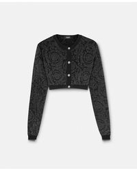 Versace - Barocco Lurex Crop Knit Cardigan - Lyst