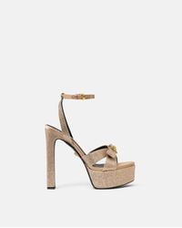 Versace - Gianni Ribbon 140 Satin Platform Sandals - Lyst