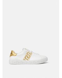 Versace - Embroidered Greca Sneakers - Lyst