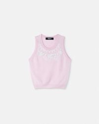 Versace - Embroidered Cashmere Knit Top - Lyst