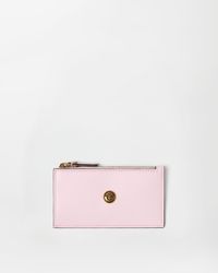 Versace - Emblème Leather Zip Card Holder - Lyst
