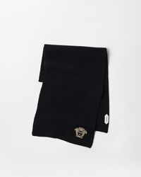 Versace - Embroidered Cashmere Ribbed Knit Scarf - Lyst