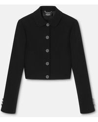 Versace - Double-Wool Crêpe Crop Jacket - Lyst