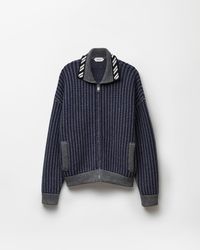 Versace - Intarsia Wool Knit Zip Cardigan - Lyst