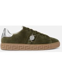 Versace - Greca Embellished Suede Sneakers - Lyst