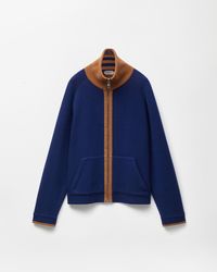Versace - Jacquard Wool Blend Knit Zip Cardigan - Lyst