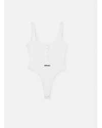 Versace - Logo Ribbed Bodysuit - Lyst