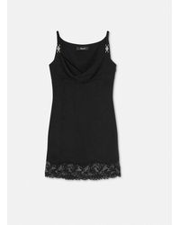 Versace - Barocco Lace Cowl Slip Mini Dress - Lyst