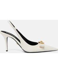 Versace - Gianni Ribbon Patent Slingbacks 85 Mm - Lyst