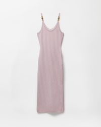 Versace - Viscose Mesh Ribbed Knit Midi Dress - Lyst