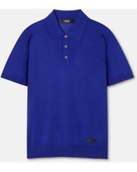 Versace - Silk-Cotton Knit Polo - Lyst