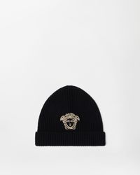 Versace - Embroidered Cashmere Ribbed Knit Beanie - Lyst