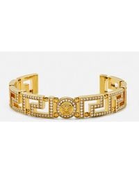 Versace - Greca Crystal Cuff Bracelet - Lyst