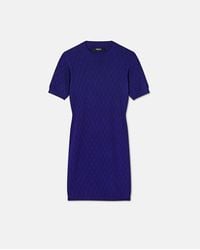 Versace - Short-Sleeve V-Pattern Mini Dress - Lyst