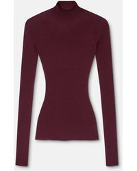 Versace - Merino Wool Fitted Ribbed Knit Top - Lyst
