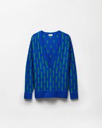 Versace - Embroidered-Logo Wool Knit V-Neck Sweater - Lyst