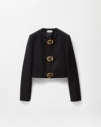 Versace - Natté Wool Crop Jacket - Lyst