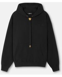 Versace - Embroidered Cotton-Jersey Hoodie - Lyst