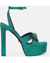 Versace - Gianni Ribbon Embellished Satin Sandals 140 Mm - Lyst