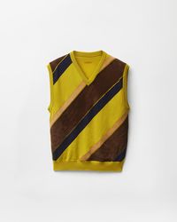 Versace - Intarsia-Wool & Leather Patchwork Vest - Lyst