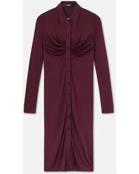 Versace - Viscose-Jersey Midi Shirt Dress - Lyst