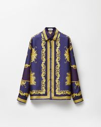 Versace - Camisa De Sarga De Seda Con Estampado - Lyst