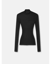 Versace - Merino Wool Fitted Ribbed Knit Top - Lyst