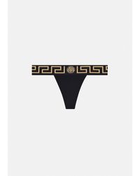 Versace Medusa Greek Key Thong - Black