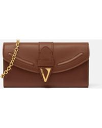 Versace - V Leather Wallet On Chain - Lyst