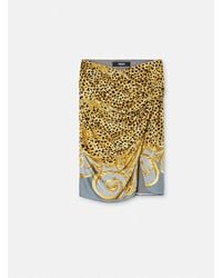 Versace - Gonna Midi Drappeggiata Cheetah Foulard - Lyst
